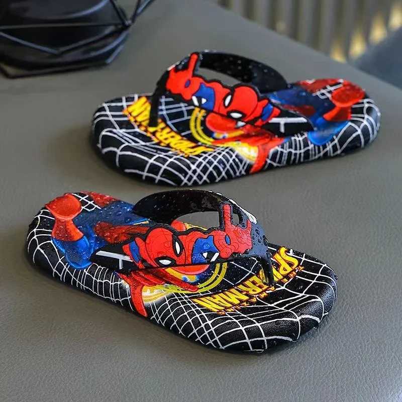 Slipper Summer childrens baby boys and girls slider cartoon Spider Man printing cute soft flip blue red childrens beach clothing shoes 24-35 S25326