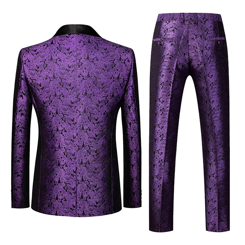 High end mens wedding jacquard suit plus size 6XL single chest slim fit tailcoat jacket and pants 250326