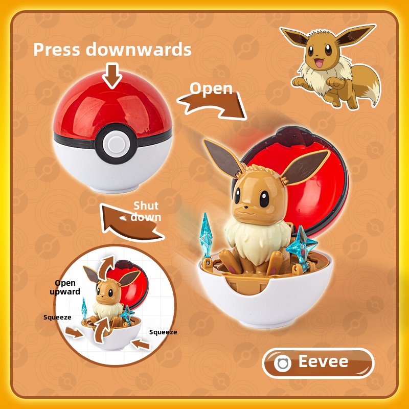 Pokemon Poke Ball Genuine 6 Styles Toy Set Pocket Monster Pikachu Charmander Eevee Squirtle Bulbasaur Meowth Collection Ornaments Model Boy Pikachu Bi
