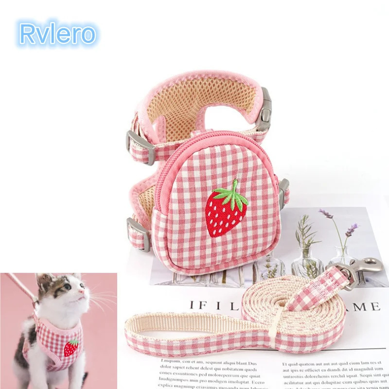 Cat Harness with Backpack Prevent Break Free Breathable Chest Strap Pet Traction Rope Set Teddy Mini Dog Walking Pet Supplies 250326