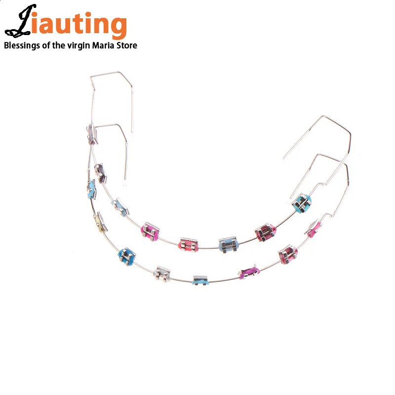 1 Pair Metal Wires Fake Braces Colorful Brackets For Teeth Temporary Metal Bracket Orthodontic Dental Decor Ligature Ties Dental 250327