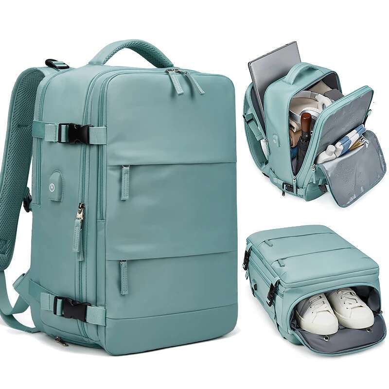 Women Laptop 15.6Inch Teenage Girl USB Charging School Independent Shoe Bag Travel Outdoor Backpack