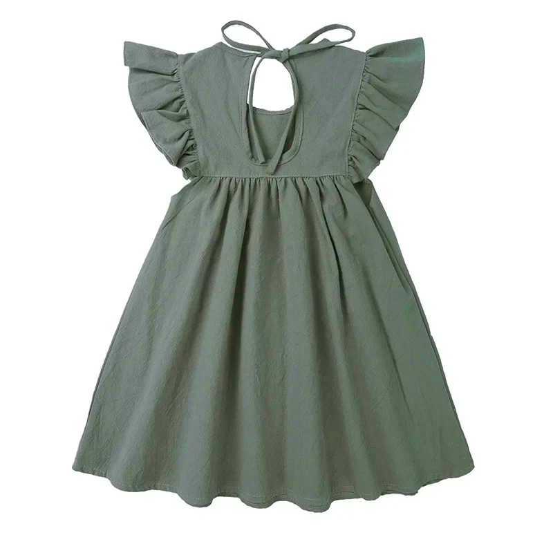 Ruffle sleeves Par girls dress cotton baby one-piece floral girls dress summer casual childrens clothing childrens clothing W250326