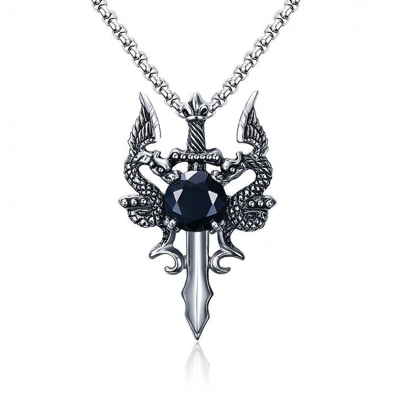 Trendy and personalized design double dragon cross necklace
