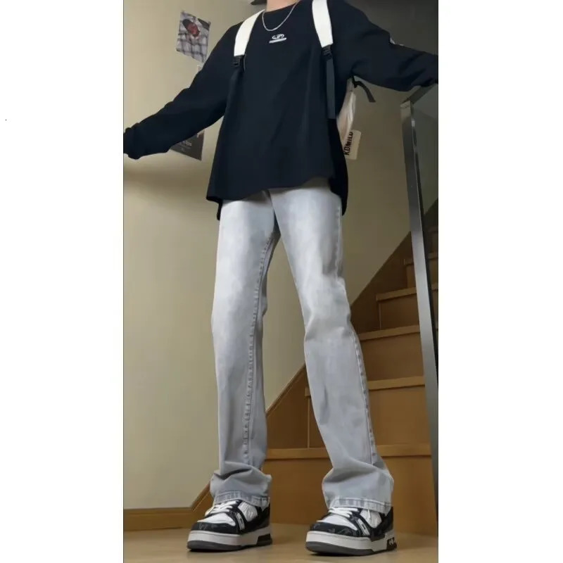 Mens jeans mens bag Y2k denim shorts street clothing Trouser Flared goods wide pants 250327