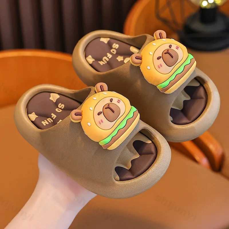 Slipper Capybara slippers childrens bathroom sandals 2025 summer non slip cartoon slippers elastic rotating platform childrens slippers S25326