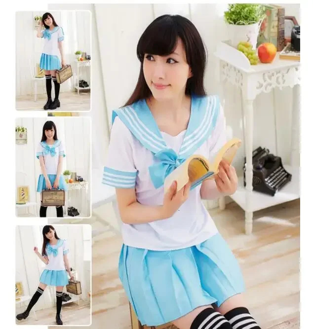 Summer Japanese School Uniform Anime Cosplay Sailor Set Short Sleeve TopTieSkirt Navy Preparatory Style Student Girl 250326