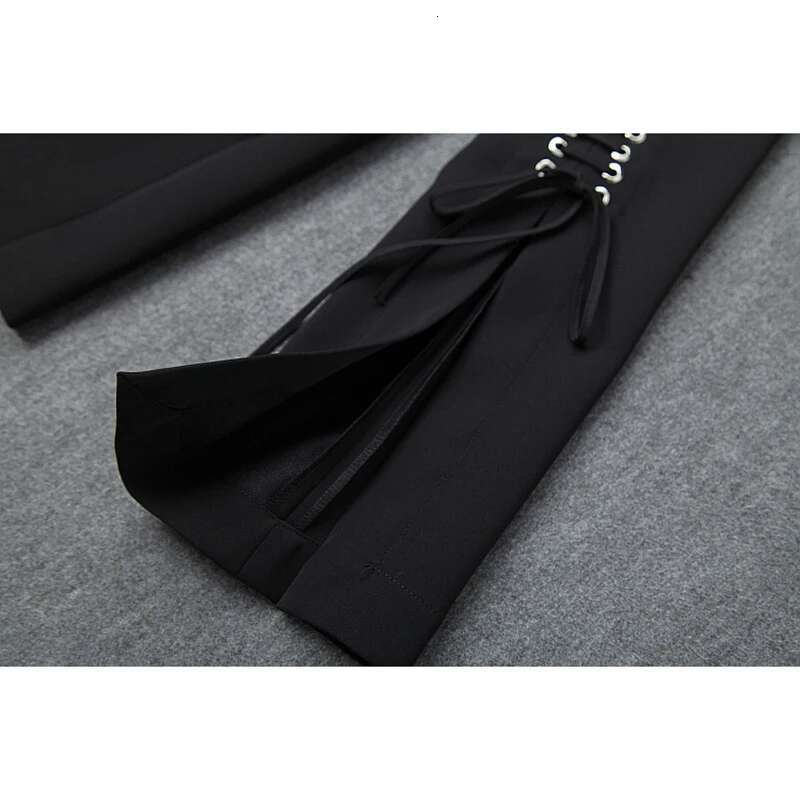 HIGH STREET 2024 Designer Stylish Women's Single Button Slit Rope Lacing Up Blazer Jacket