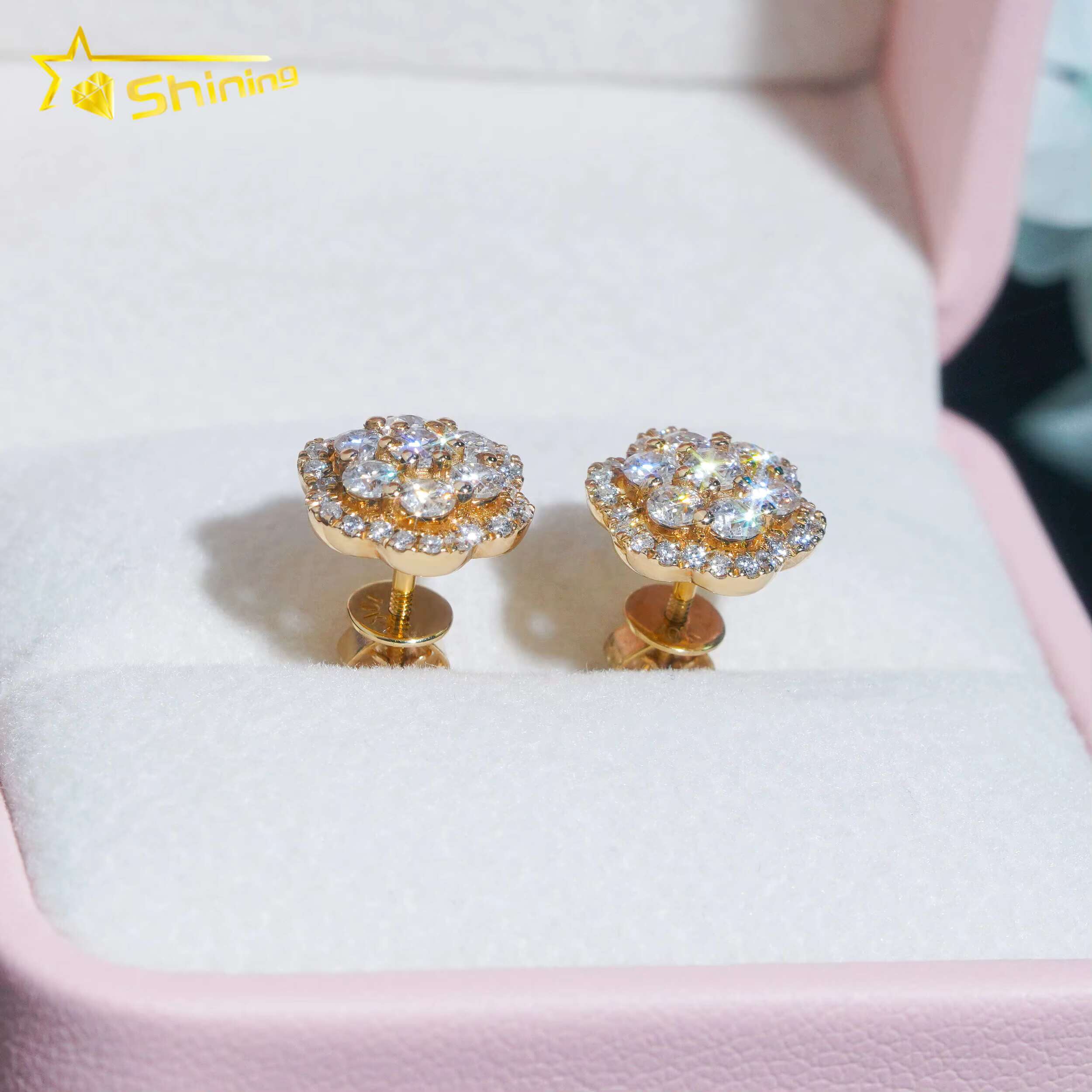 Ready to Ship 10K Solid Gold GRA Moissanite Stud Earrings Moissanite Gold Jewelry
