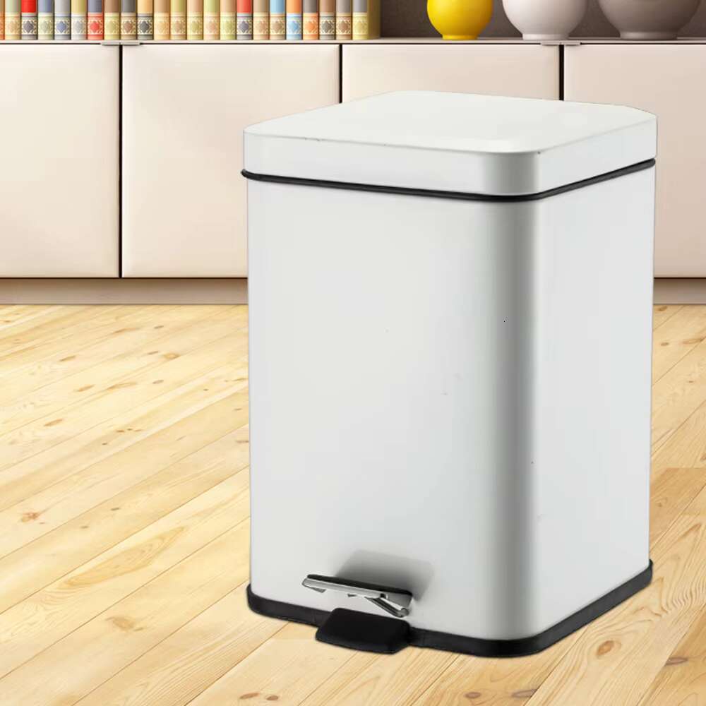 Home Bathroom Household Cleaning Tools Accessories Stainless Steel Square Foot Pedal Trash Can Waste Bin