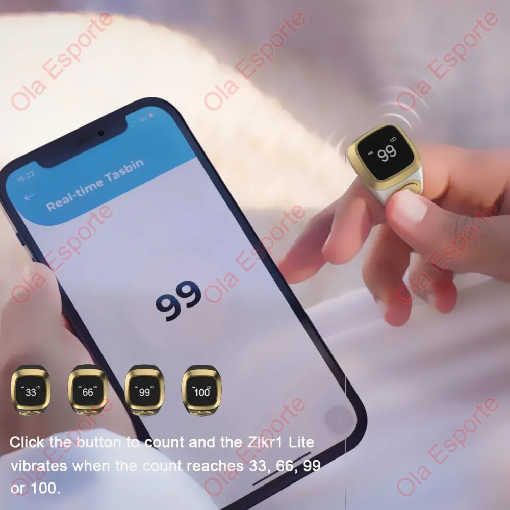 Qibla Smart Tasbih Tally Counter for Muslims Zikr Ring Digital Tasbeeh 5 Prayer Time Vibration Reminder Waterproof Qibla Subhah 250322