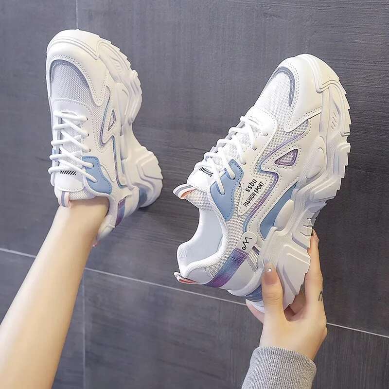 NEW Platform Flat Woman Green Casual Trainers Ladies Chunky Sneakers Women Shoes