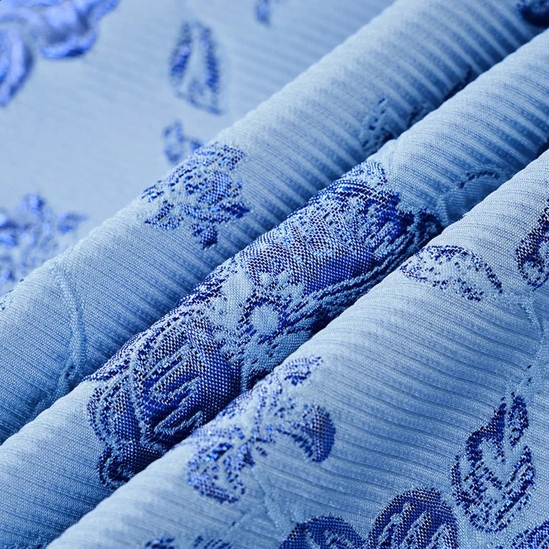 3 pieces of blue jacquard fabric set mens fashionable slim fit jacket Trouser vest Spring and Autumn Asian size 250326