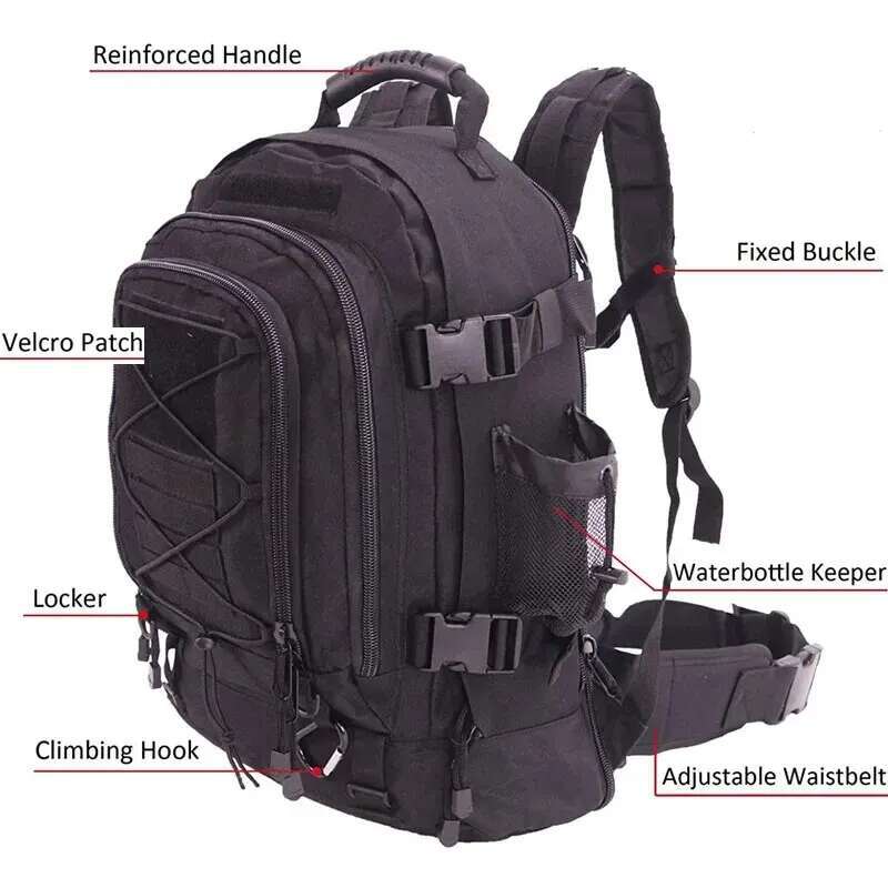 65L Large Capacity Outdoor Tactical Backpack Men Backpacks Molle Rucksack Waterproof Climbing Bag Travel Camping Hiking