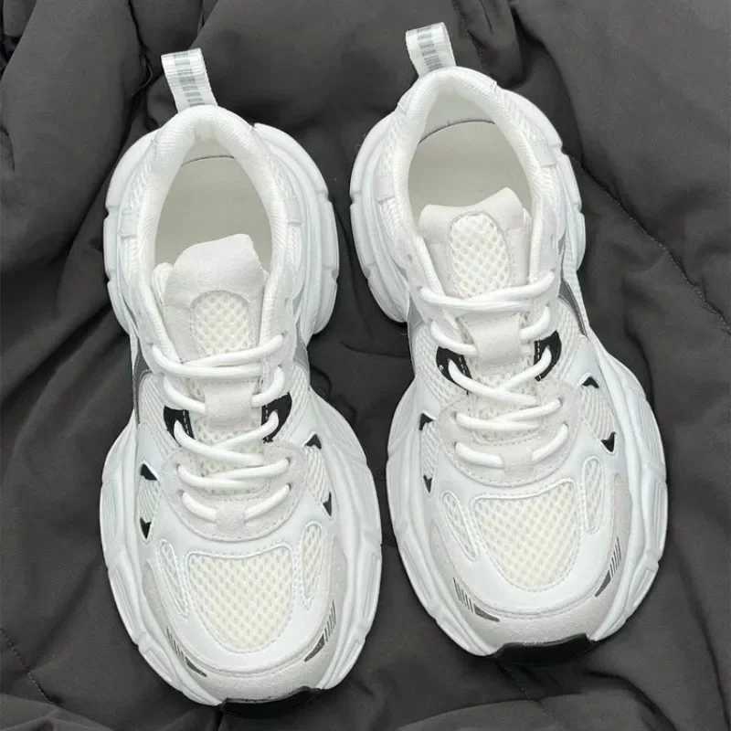 Women Sneakers Platform Comfortable Running Shoes for Women 2024New White Mesh Lace Up Jogging Fitness Shoes Basket Tennis ShoesC250327