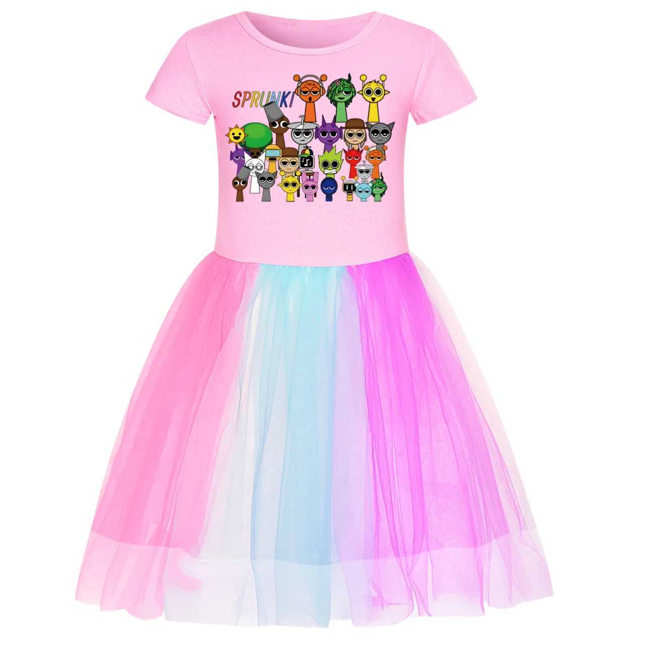 Sprunki dresses childrens summer vacation clothing baby girl games Incrediblebox short sleeved casual dresses and bags childrens wedding vests W250326
