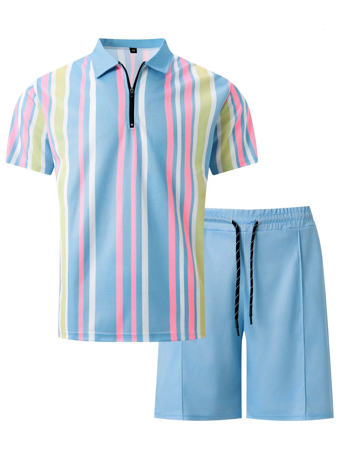 Summer casual short sleeved twopiece sports mens clothing 250327