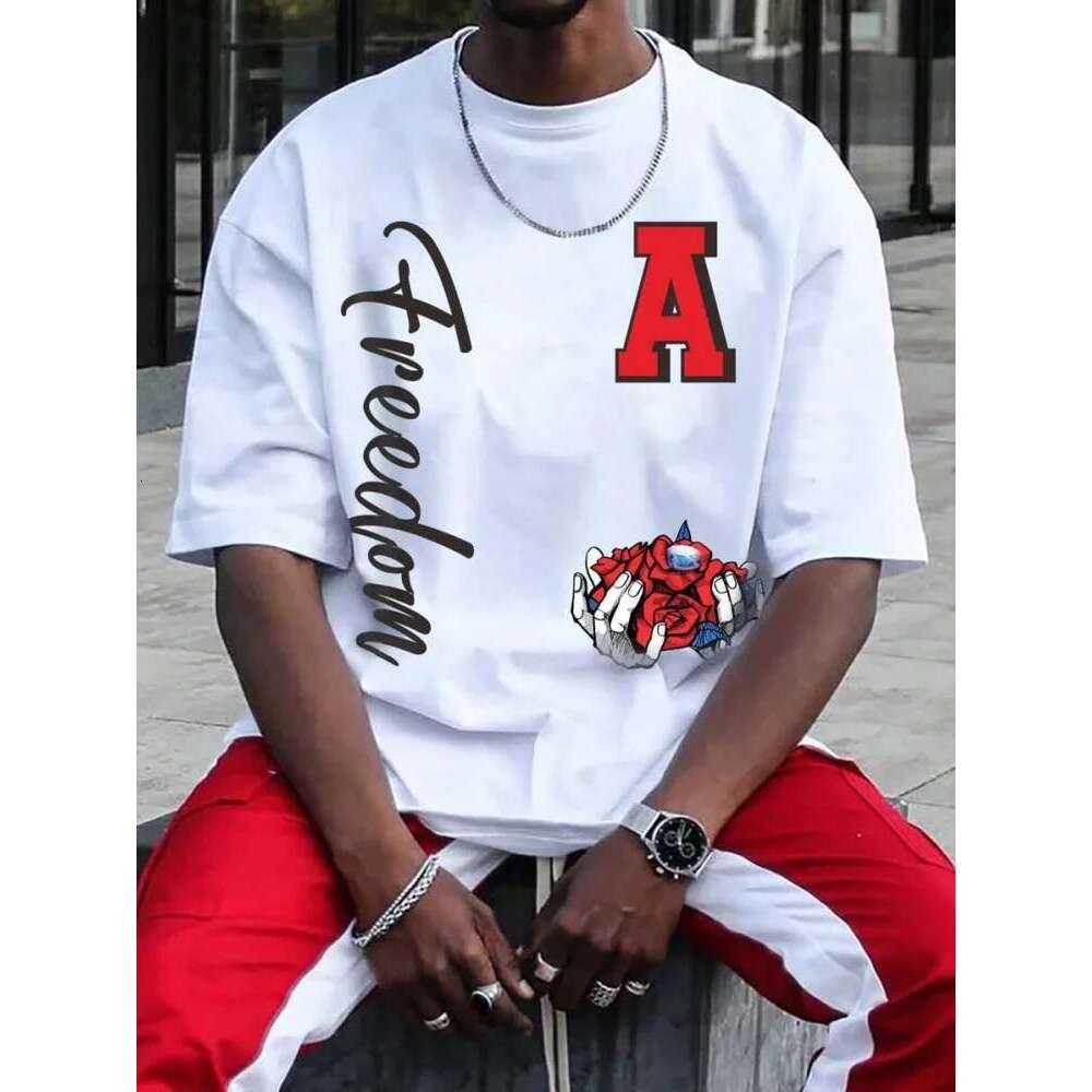 D Poker Printed Men s Fitness T shirt City Fashion Short sleeved Top Summer Casual Daily