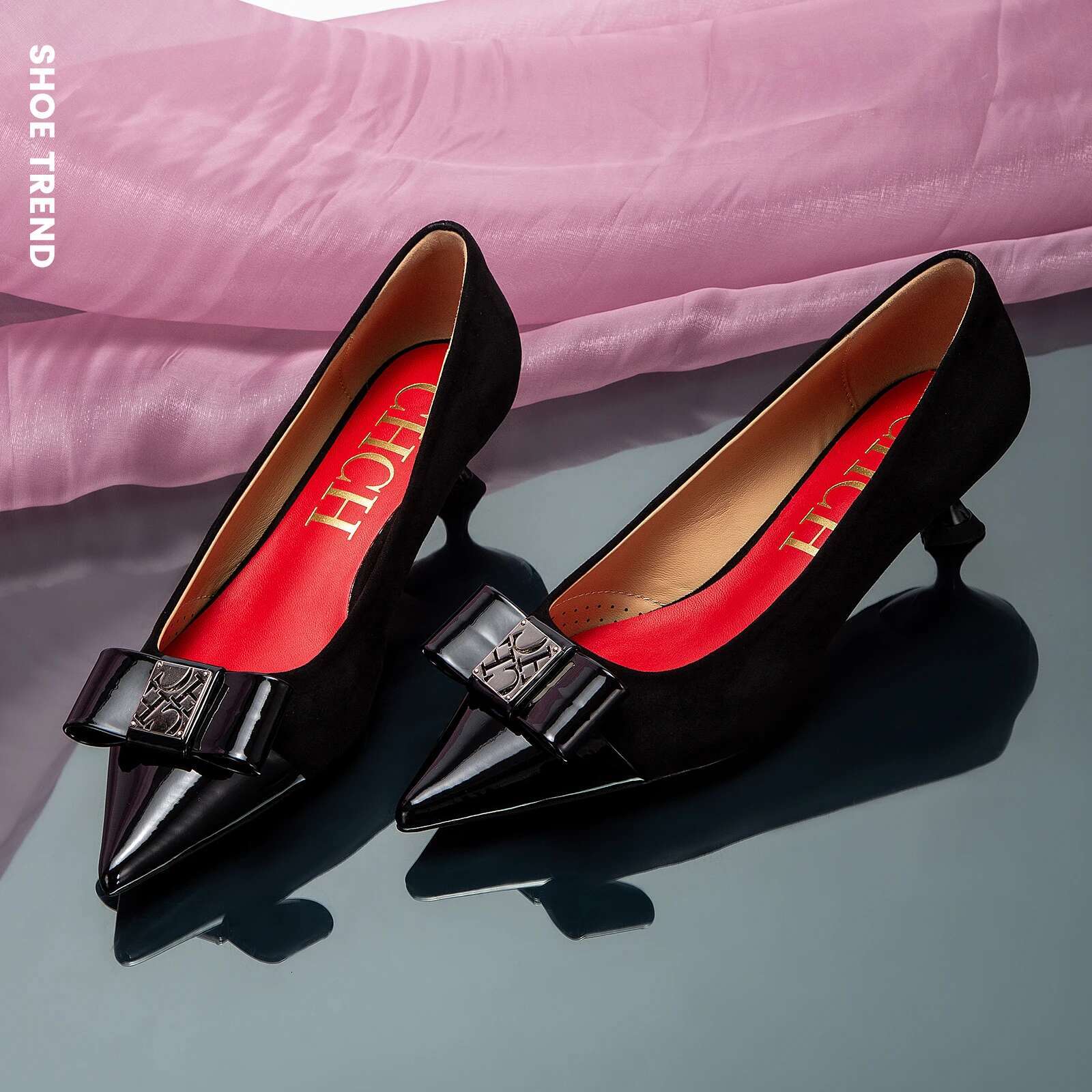 Women's Elegant Fashion Female Commuting Low Heeled British Style Patchwork Design Lady Pointed Shoes