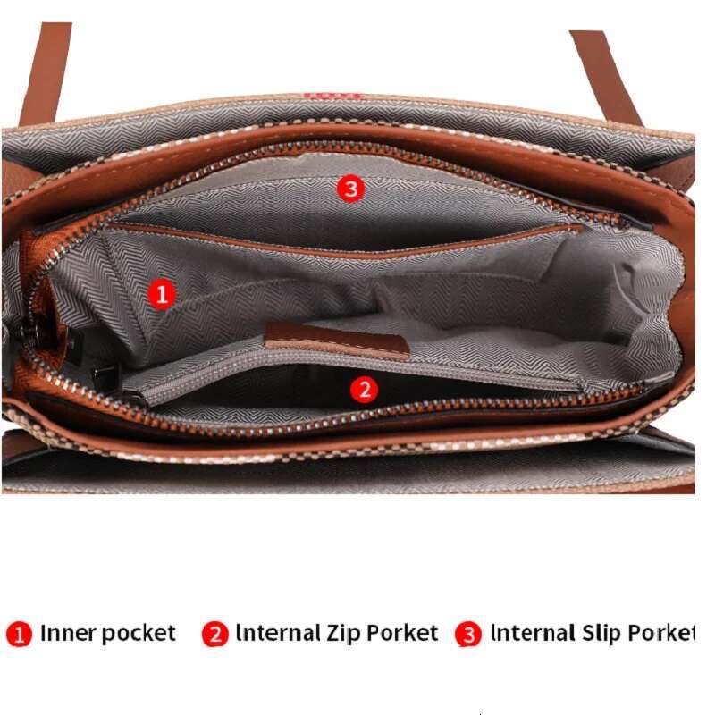 New Women's Single Shoulder Crossbody With Plaid Pattern Canvas And High-Quality Cowhide Small Square Bag
