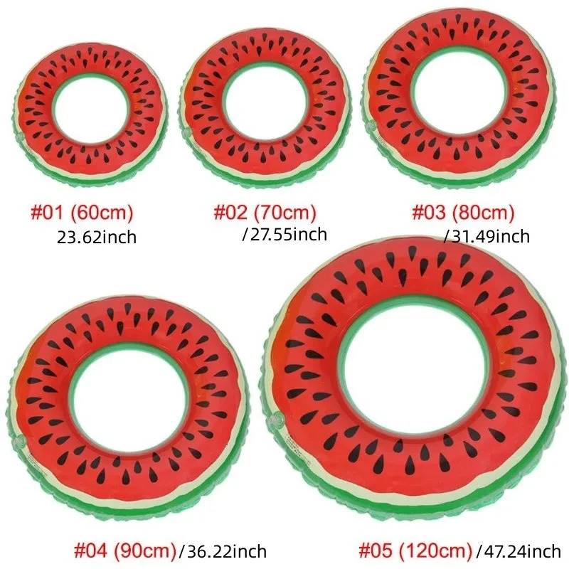 1 Pc Watermelon Pattern Swimming Ring for Adult Kids Inflatable Mattress Pool Party Laps Summer Beach Float Water Sport 250321