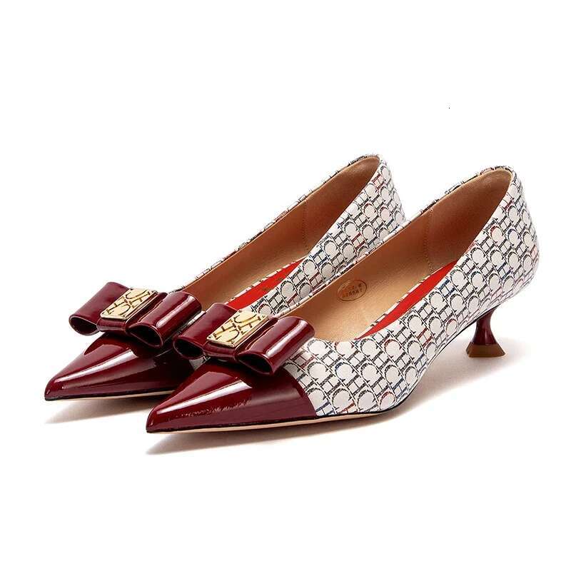 Women's Elegant Fashion Female Commuting Low Heeled British Style Patchwork Design Lady Pointed Shoes