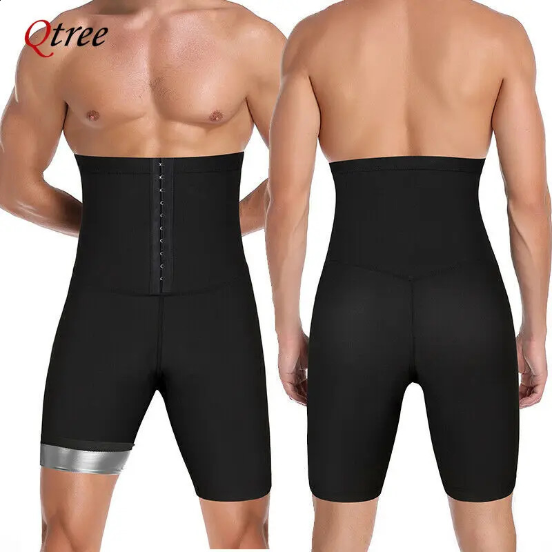 Qtree Slimming Body Shaper Men Tummy Control Shorts Lose Weight Thermal Sauna Sweat Half Pants Burns Fat Abdomen Reducer Fitness 250327