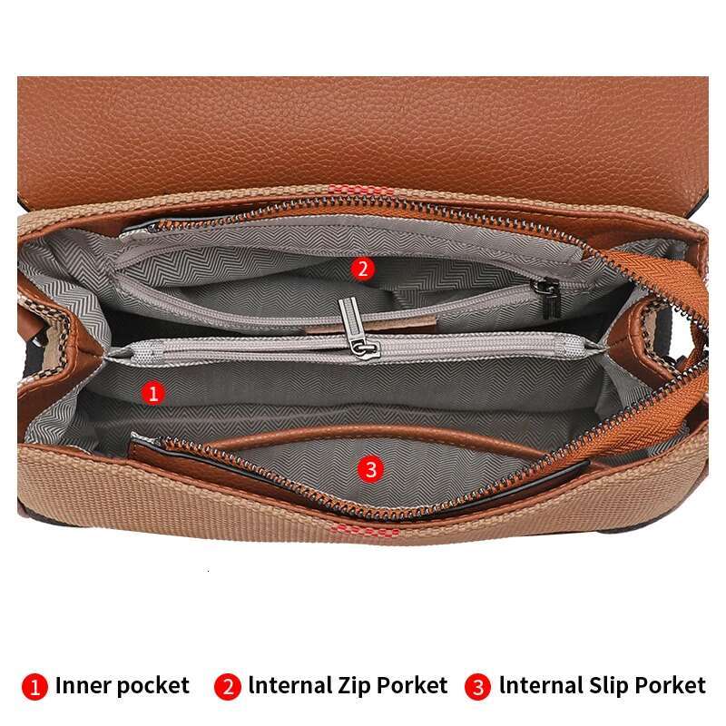 Checkered Pattern Women's Handbag New Fashionable Canvas With Cowhide Single Shoulder Crossbody Bag