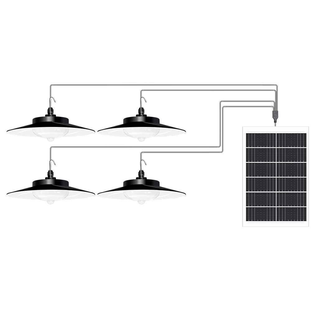 Four Lights Source Waterproof Solar LED Lamp Remote Controlled & IR Detectable Pendant for Outdoor Use