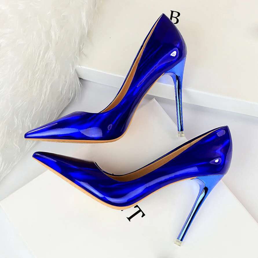 Women Fetish 10.5cm High Pumps Stiletto Wedding Bridal Heels Lady Scarpins Office Party Green Blue Shoes