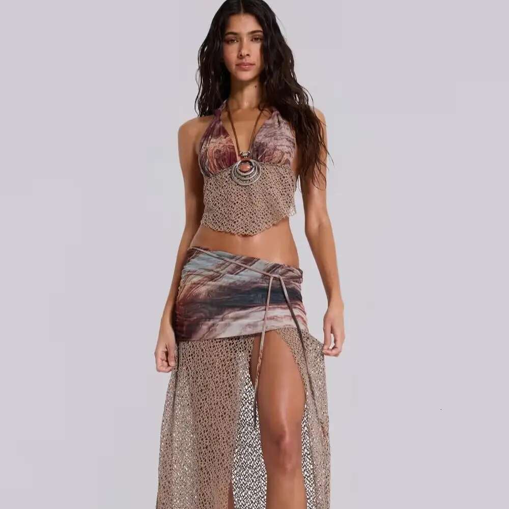 2025 Print Swimsuit With Bandage Swimwear Women Brazilian Bikini Bathing Suit Skirt Dress Summer Female
