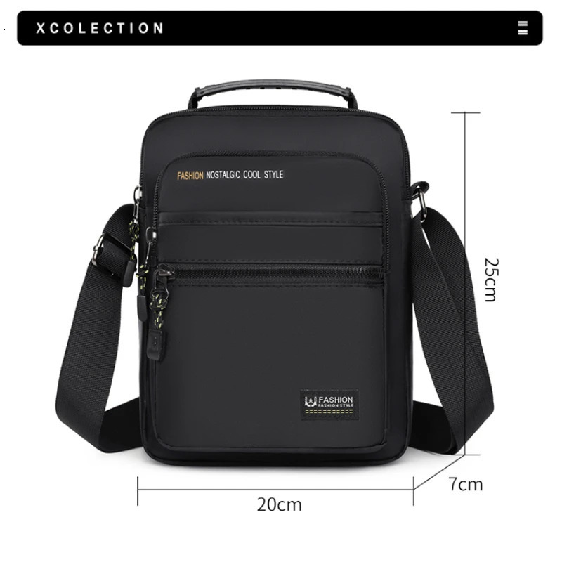 Oxford mens handbag cross body shoulder messenger bag casual business horizontal zipper 250326