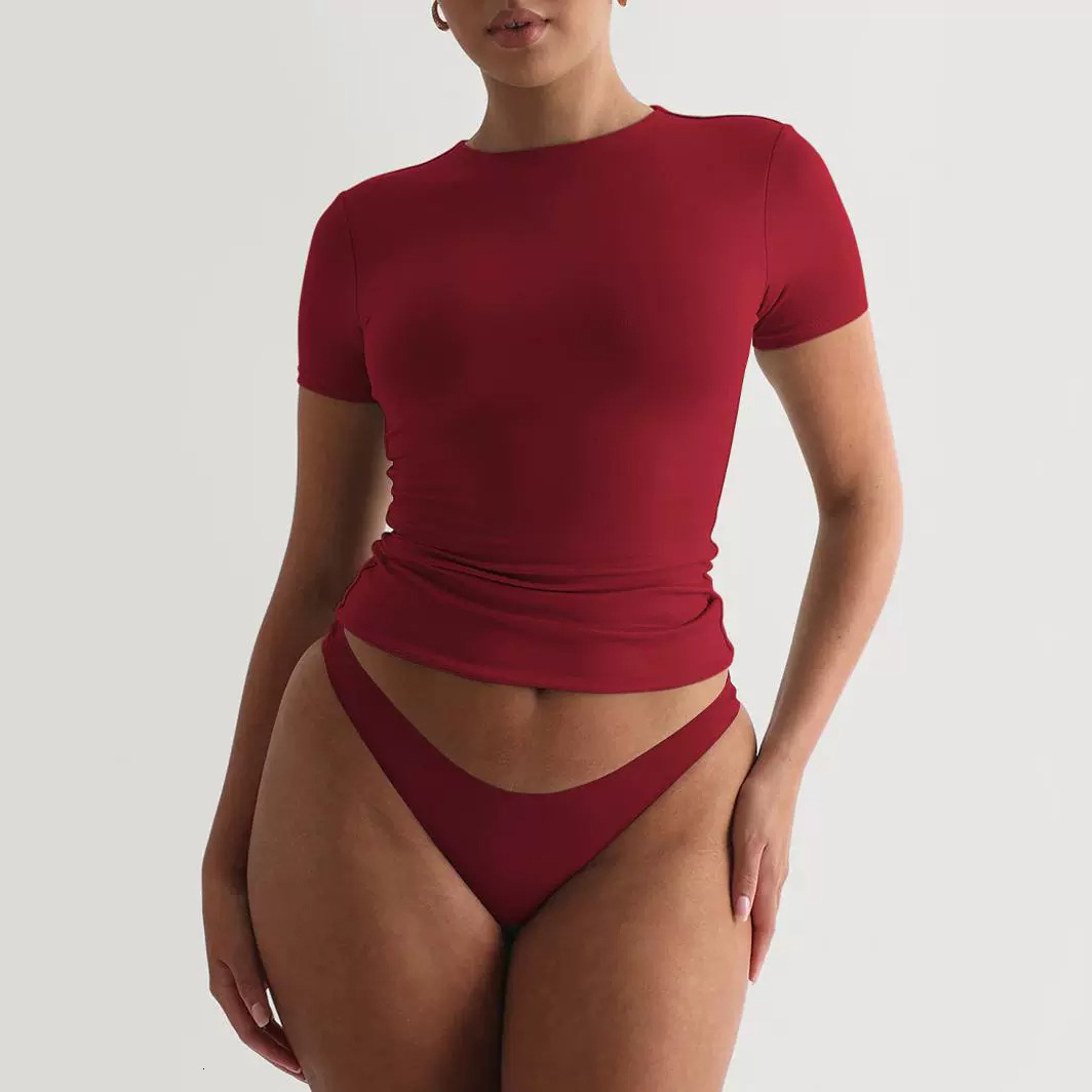 fashion Women s Fashion High End Simple Short Sleeved T Shirt Y2k Slim Fit Sexy Spicy Girl Pure Desire Top