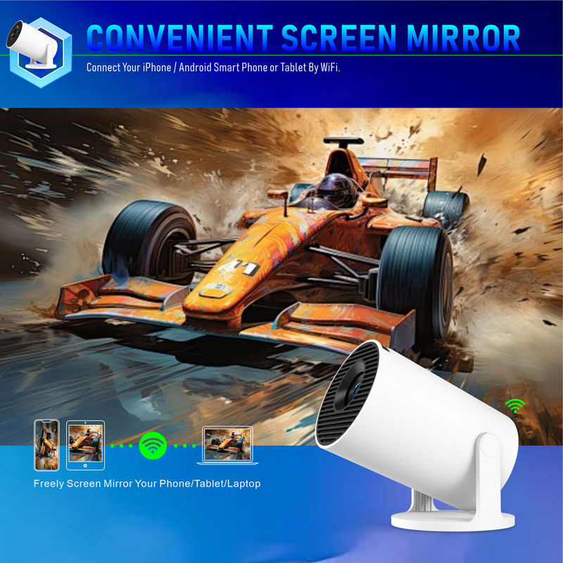 HY300 Pro+ Smart Projector Android11 4K 1280*720P Dual Wifi 260ANSI 180 Flexible BT5.0 Cinema Outdoor Portable Projetor