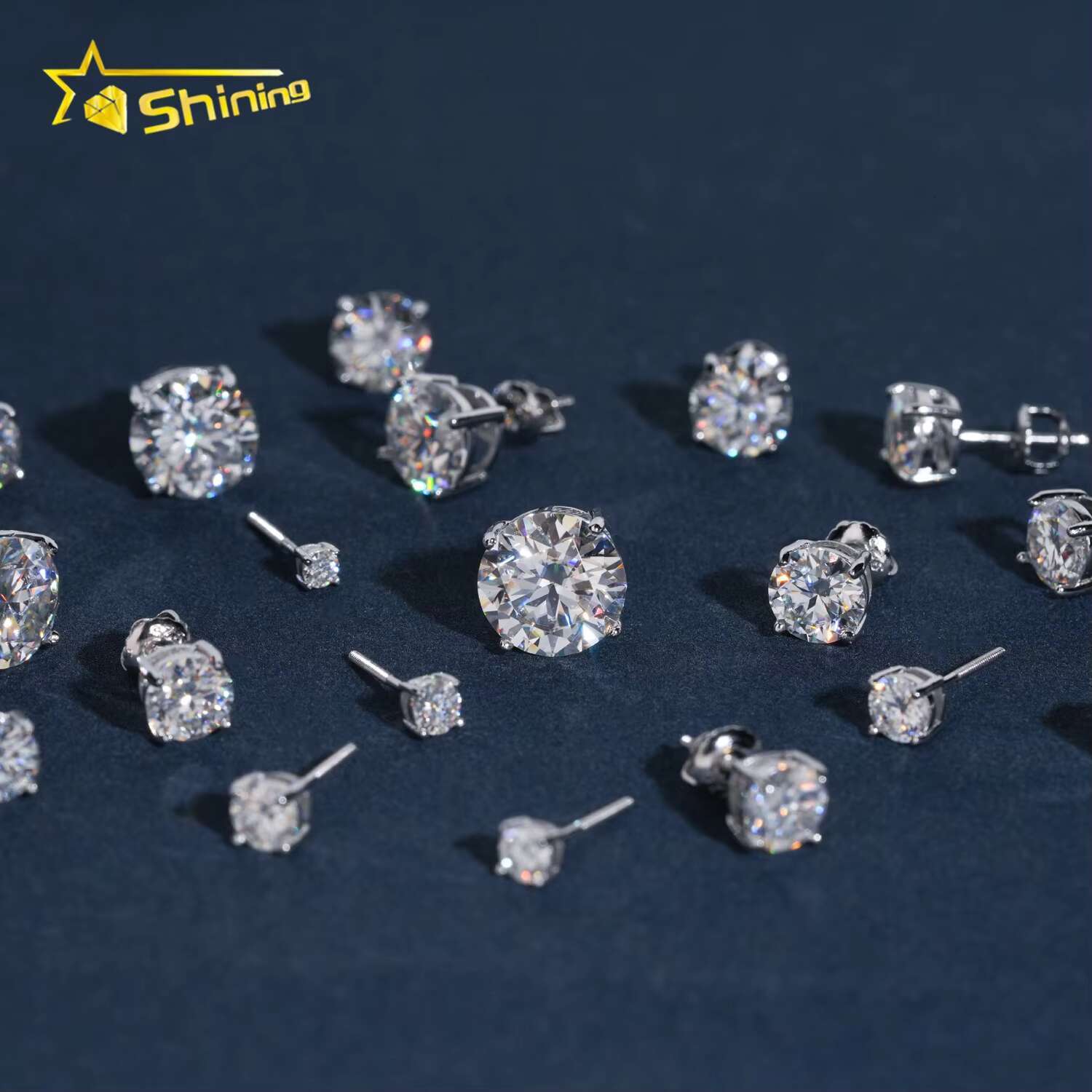 Fashion Jewelry 4 Prongs Classic 5mm 6.5mm 8.0mm 925 Sterling Silver D Color Solitaire Moissanite Diamonds Stud Earrings