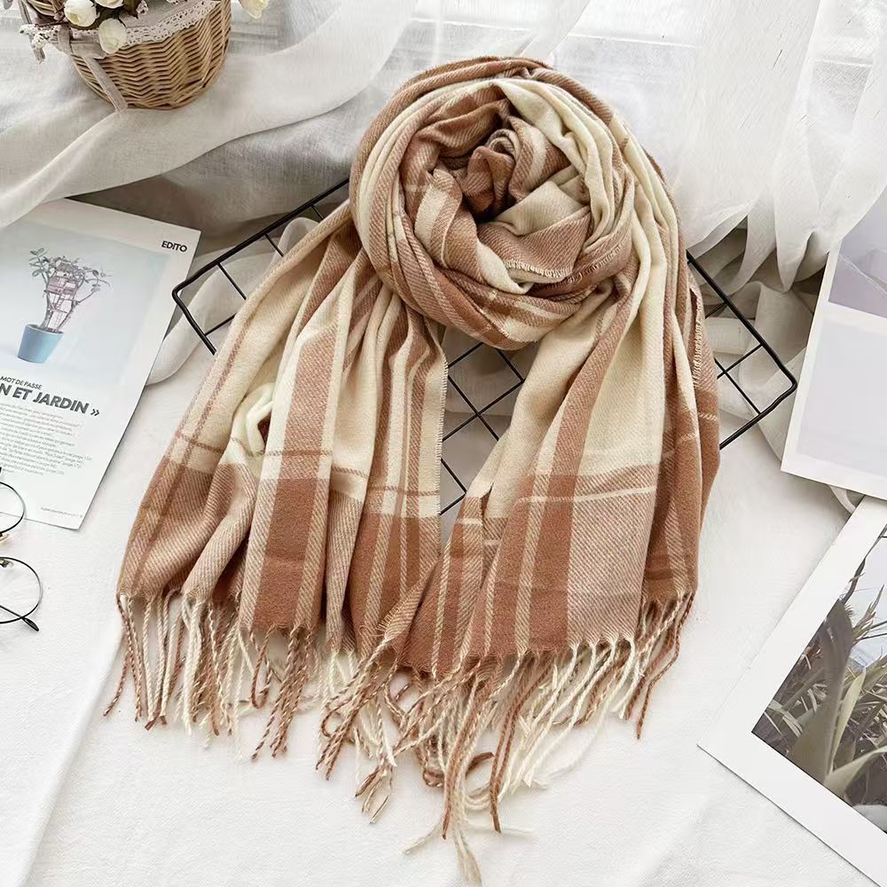 T364 autumn and winter fashion cashmere scarf plaid shawl unisex style temperament scarf office neck shawl