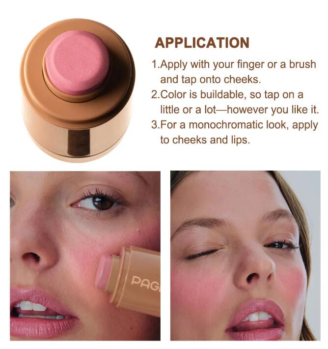 PAGE VINE Pocket Blush Stick 6 Colors juice box frecke Spicy Marg Multi-Functional Lip & Cheek Hydrating Stick Highlighter Waterproof Natural Blush