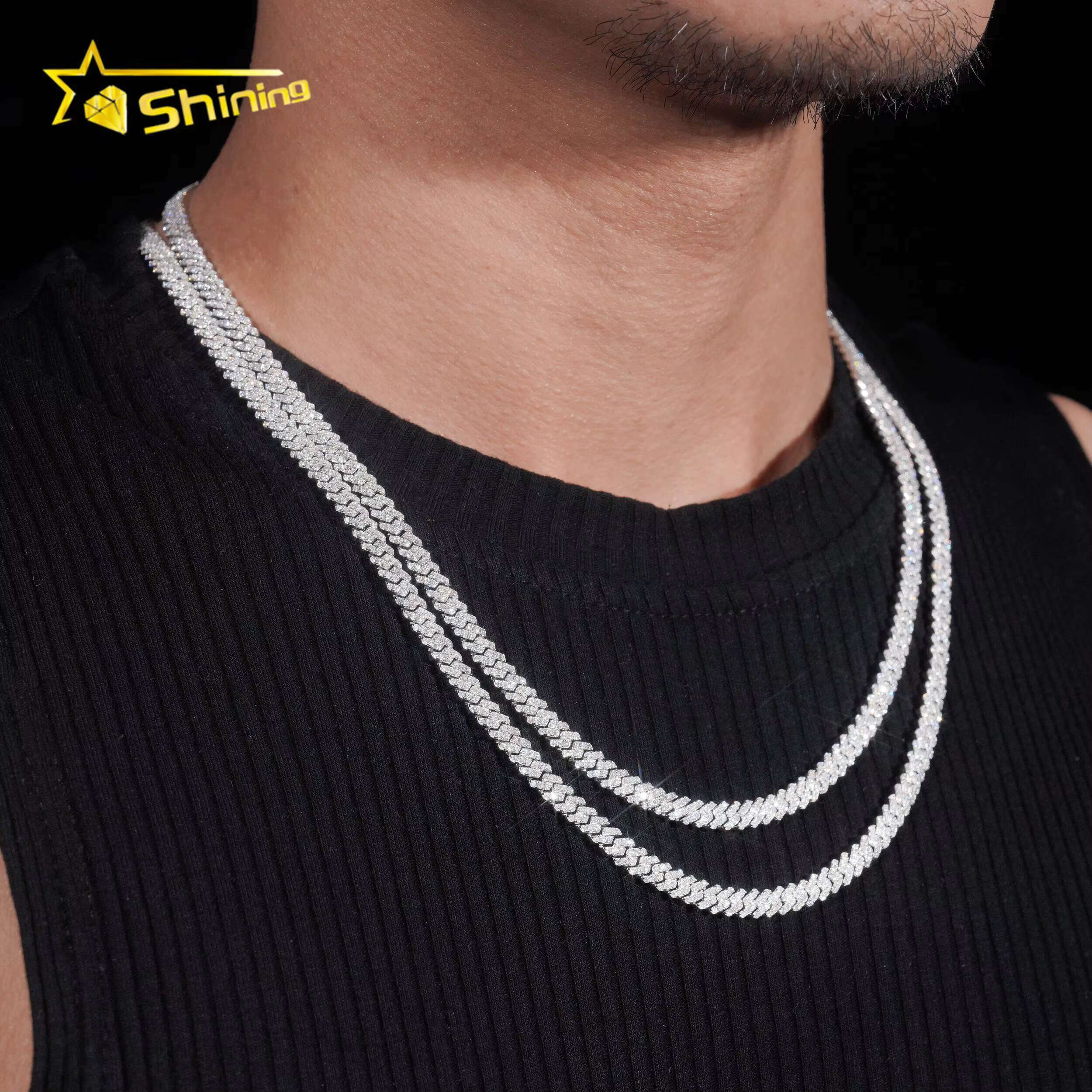 New Style 925 Sterling Silver 5MM VVS Moissanite Diamond Cuban Link Chain Gra Certified Hip Hop Jewelry Iced Out Link Chain Men
