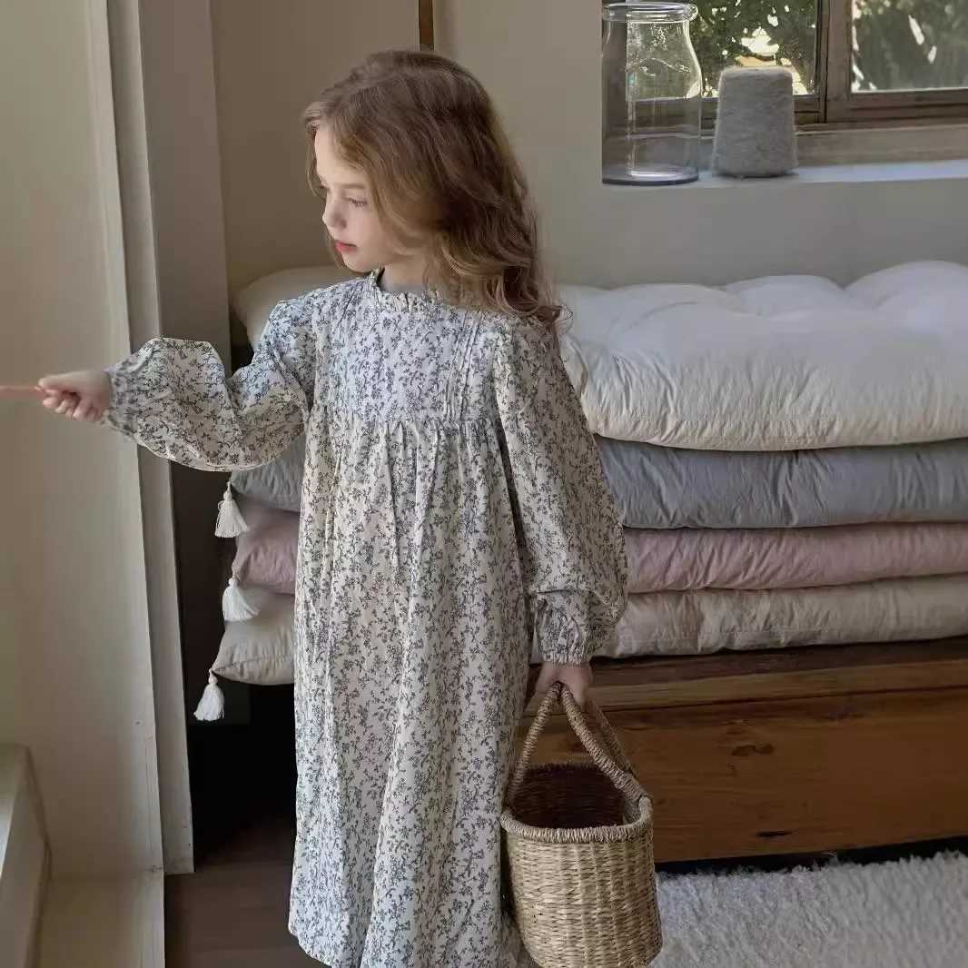 Girls dress spring/summer new Korean childrens long sleeved French princess floral dress sweet simple and loose 2024 W250326