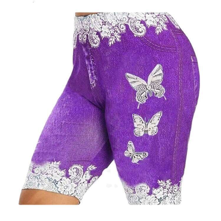 Women Yoga Pants Printed Denim Leggings Cropped Yoga Yiwu Shorts Women S Dance Pants YJ