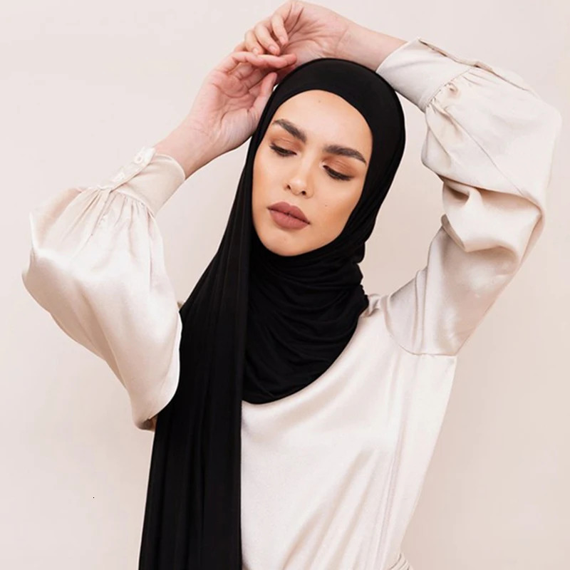 Advanced cotton inner headscarf Modal scarf womens long shawl one ring instant headscarf Muslim womens solid color headscarf headband 250322