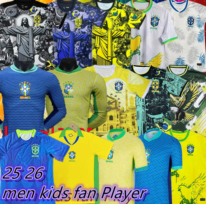 24 25 26 BRAZIL soccer jerseys camiseta 2025 2026 RODRYGO NDRICK CASEMIRO RAPHINHA NEYMAR RICHARLISON G.JESUS Marquinhos Player version Mens football shirt kids kit