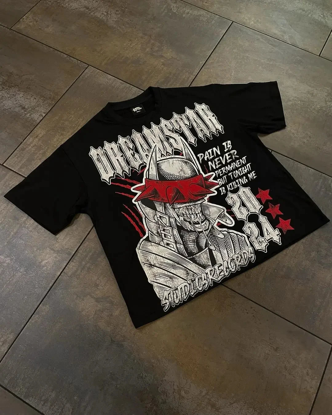 Hip Hop Casual American T Shirt Streetwear demon graphic t shirts Print Cotton Oversized Harajuku Gothic Short Sleeved y2k top 250318