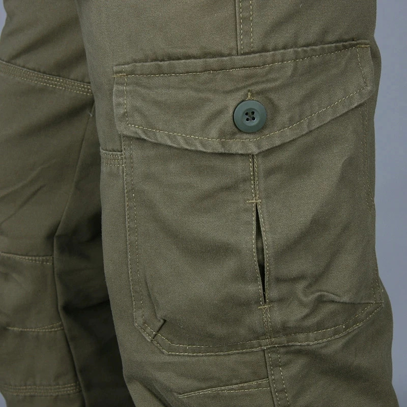 Mens cotton cargo pants spring and autumn casual multi pocket mens straight slack tactical clothing 250327