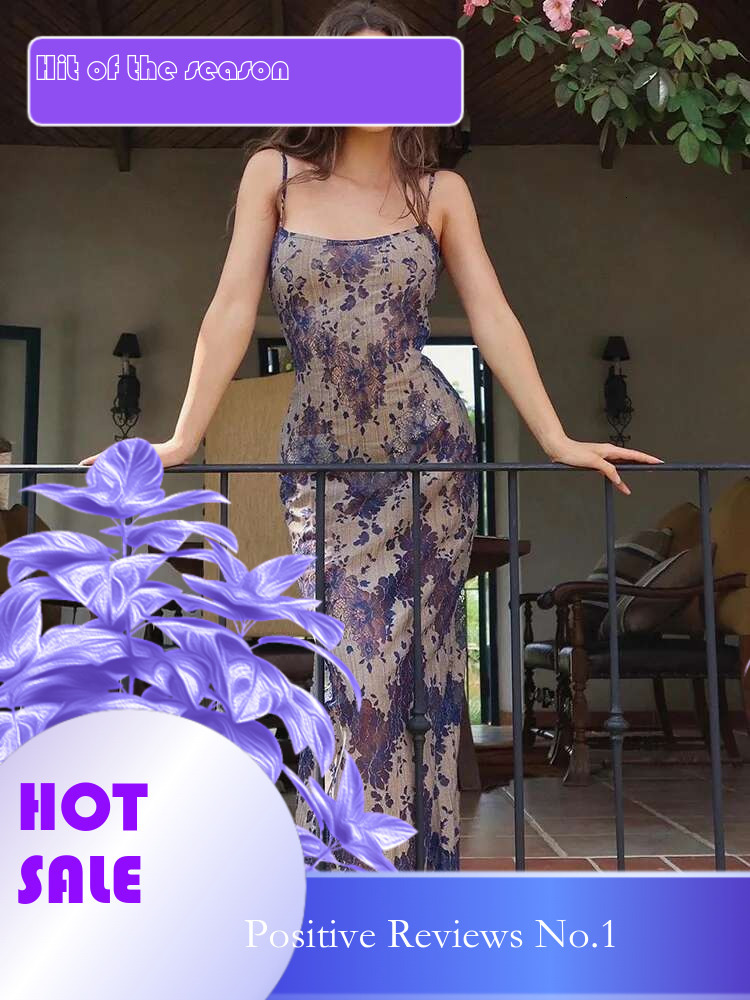 Dongdumaoyi New Fashion Dyed Print Patchwork Hollow Out Back Tie Waist Elegant Long Women S Dress