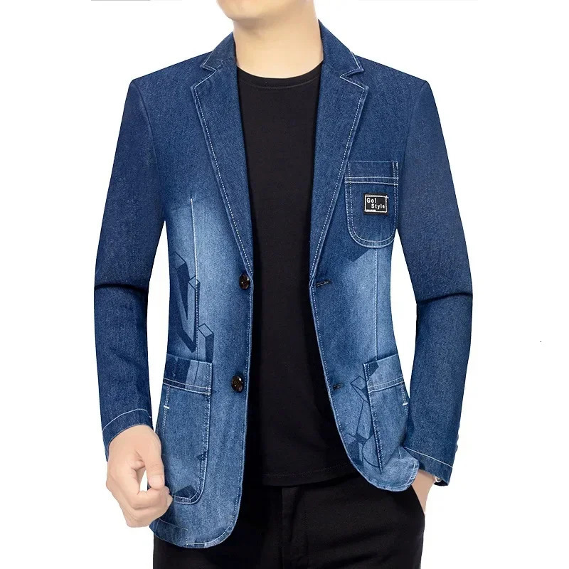 fashion mens casual denim jacket highquality suit ultrathin suitable size 4XL 250326