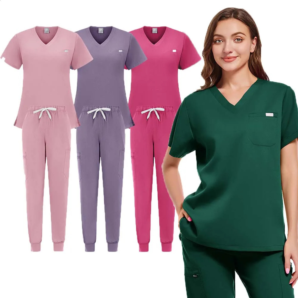 High elasticity soft frosted set hospital uniform clinic workwear operating room plus and womens XSXXL 250326