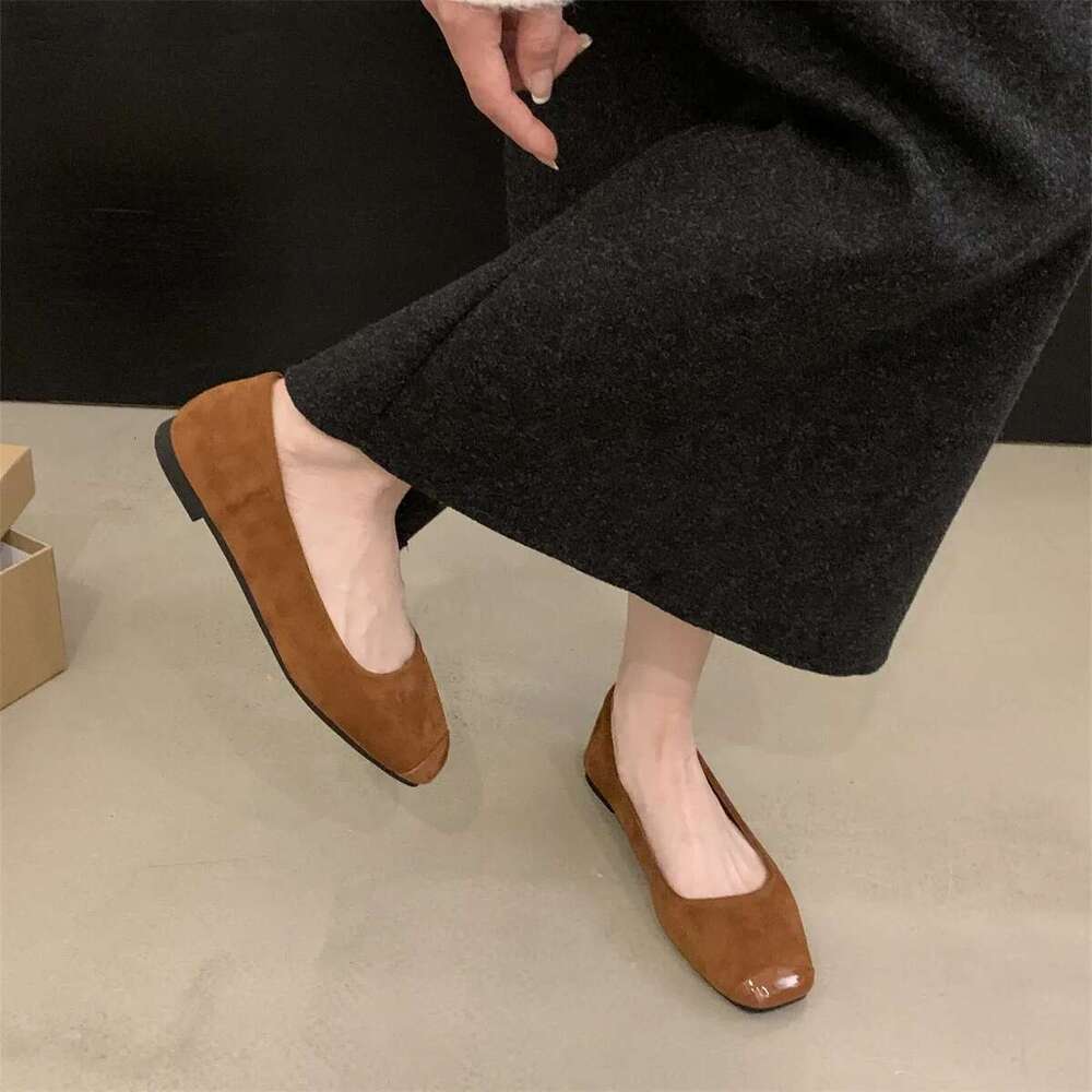 Women's New Elegant Mary Jane Flats Square Toe Spring Autumn Female Low Heel Comfortable Shoes De Mujer