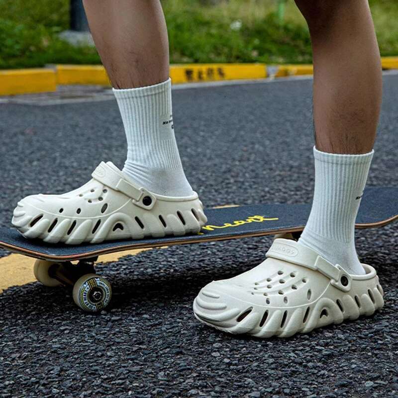 Men Fashion Platform Sandals Summer Comfy EVA Clogs Hollow Out Breathable Garden Shoes Man Thick Sole Non Slip Beach Slides