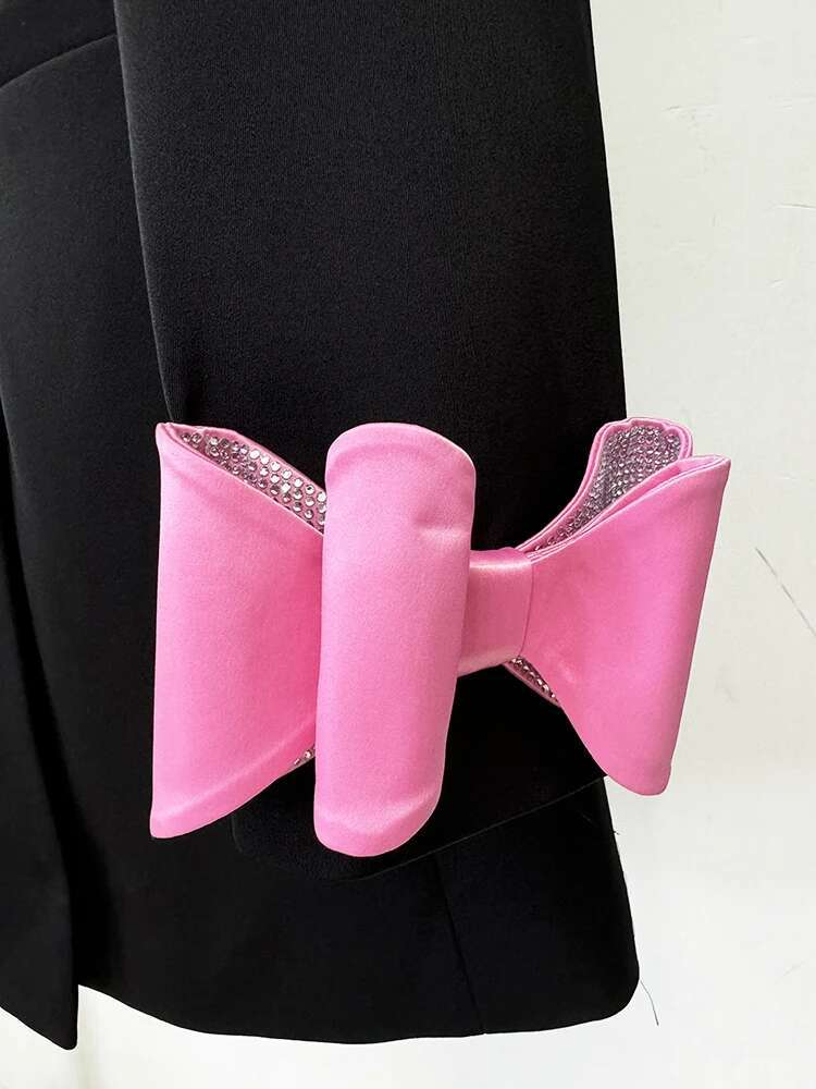 HIGH STREET Newest 2024 Designer Fashion Women's Double Breasted Bow Blazer Dress